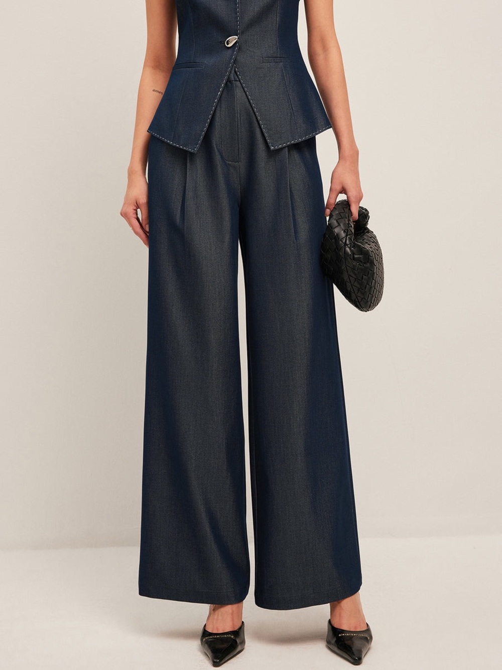 Commense High-Waisted Pleated Wide-Leg Pants - Picture 2 of 5